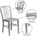 Flash Furniture Commercial Grade Silver Metal Indoor-Outdoor Chair - Image 4