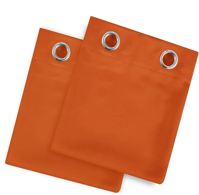 Orange Blackout Curtains/38 x 54 Inch/Set of Two Panels Grommet Living Room - Image 9