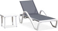 PURPLE LEAF Patio Chaise Lounge Chair Set Outside Aluminum Plastic Stackable by PURPLELEAF