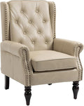 Mid-Century Wingback Chair, PU Leather Accent Chair by Lin-Utrend