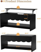 Lift Top Coffee Table with Hidden Compartment, 2 Tier Wooden Center Table with - Image 2