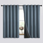 SimpleHome Stone Blue 100% Blackout Curtains Room Darkening Living Room 63L | by SimpleHome