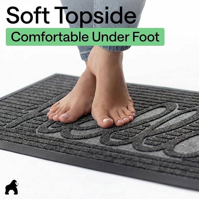 GORILLA GRIP 100% Waterproof All-Season WeatherMAX Doormat, US Designed Natural - Image 8