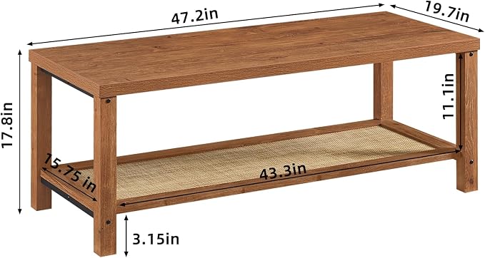 Lerliuo Boho Coffee Tables for Living Room, Rattan Center Table - Image 2