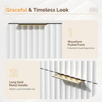 VINGLI Fluted White Dresser, Led Dresser 6 Drawer - Image 3