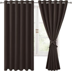 Grommet Blackout Curtains for Bedroom 70 x 63 Inches Brown 2 Panels | Thermal by Hiasan