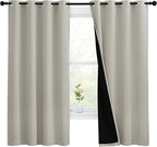 NICETOWN Natural 100% Blackout Lined Curtains, 2 Thick Layers Completely by NICETOWN
