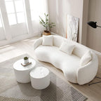 White Round Coffee Table Nesting Coffee Table Set of 2 Contemporary Circle - Image 5