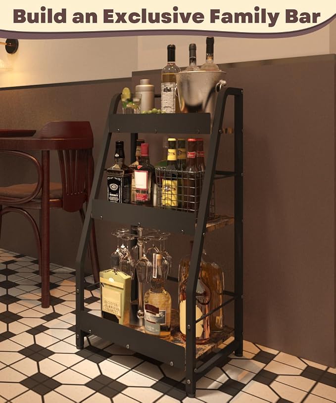 3-Tier Liquor Stand for Home Bar, Trapezoid Freestanding Whisky Bottle Holder - Image 7