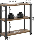 EXCEFUR Small Bookshelf, 3 Tier Short Low Book Shelf, Modern Metal and Wood - Image 2