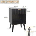 Fultyle Black Fluted Nightstand, Modern Bedside Table - Image 3