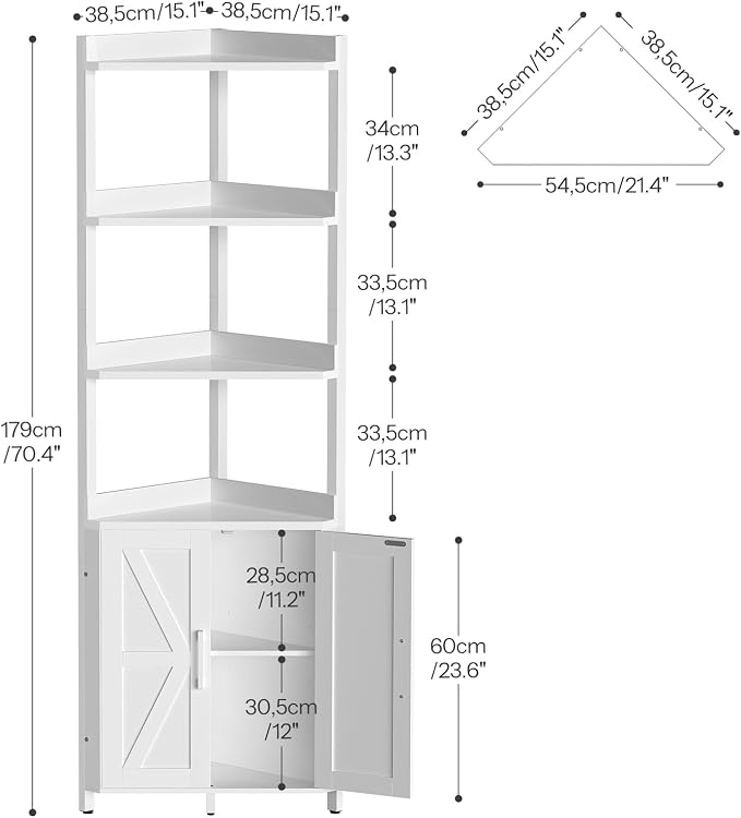 HOOBRO Corner Shelf with Storage, Tall Corner Cabinet, 5-Tier Bookshelf Stand - Image 3
