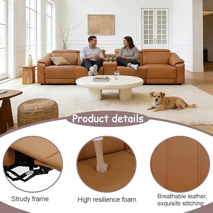 Power Recliner Sofa Set, Reclining Sectional Sofa Couch - Image 5