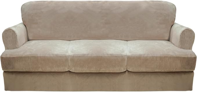 CUCRAF Cushion Sofa Cover 4 Piece Slipcovers, Soft Thick Velvet Couch Cover by CUCRAF