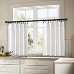 MIULEE Bleached Linen Kitchen Curtain 36 Inch Length 2 Panels Farmhouse | - Image 3