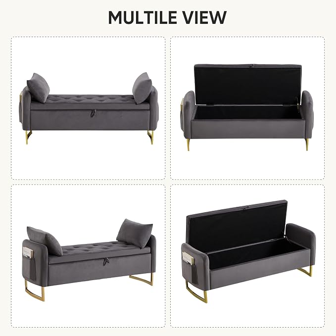 48" End of Bed Bench, Modern Storage Benches - Image 8