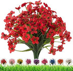 Artificial Outdoor Flowers,8 Bundles Outdoor Fake Flowers UV Resistant Faux Outside Plastic Flower Plants for Outside Indoor Décor(Red) by DRTDERUITAI