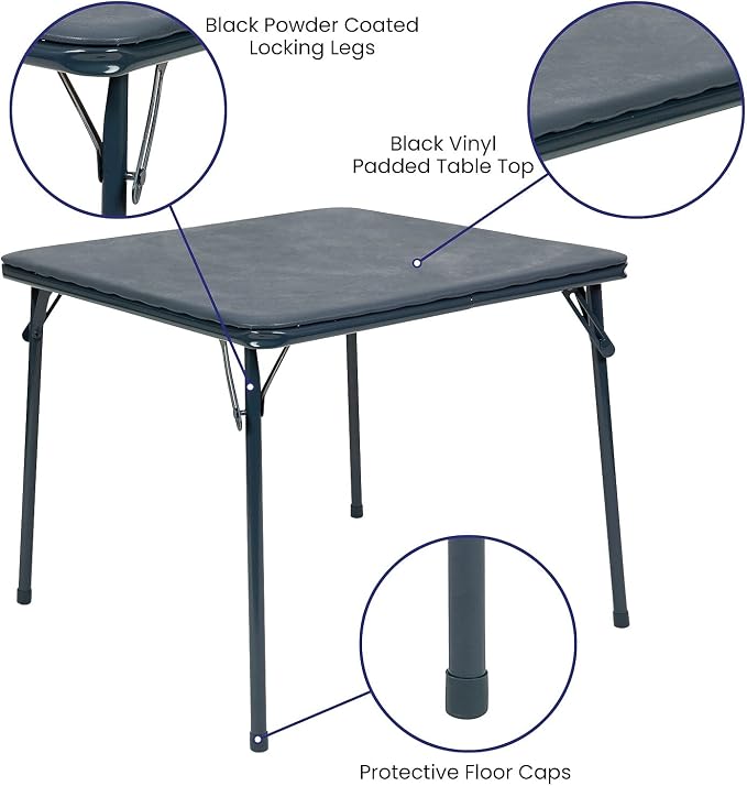 Flash Furniture Mindy Kids Navy 5 Piece Folding Table and Chair Set - Image 4