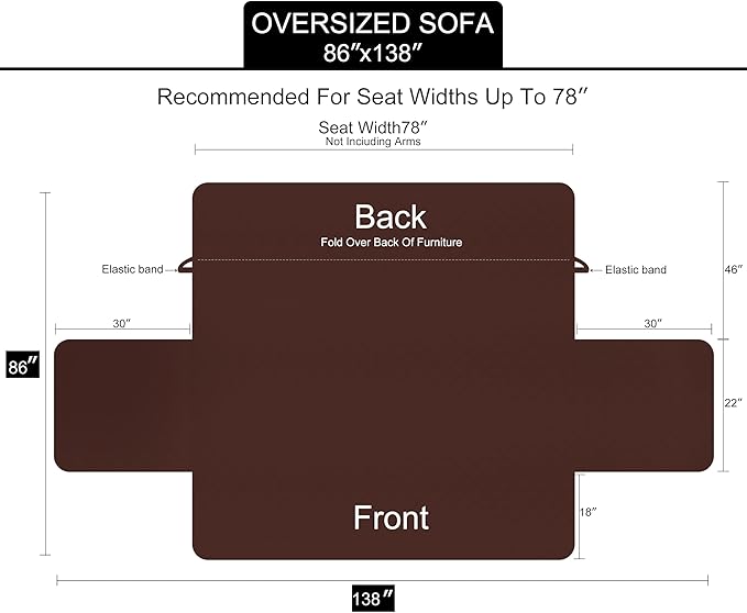 U-NICE HOME Large Sofa Cover Reversible Couch Cover, Huntergreen/Sage | - Image 6