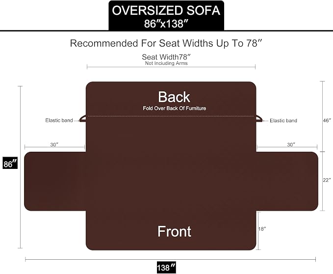 U-NICE HOME Large Sofa Cover Reversible Couch Cover, Dark Grey/Light Grey | - Image 6