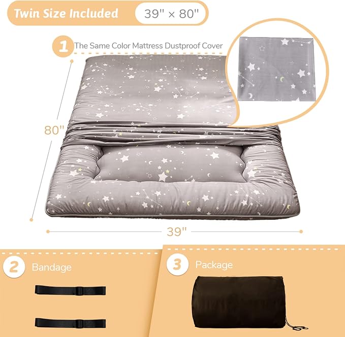 MAXYOYO Grey Constellation Japanese Floor Futon Mattress, Tatami Floor Mat - Image 2