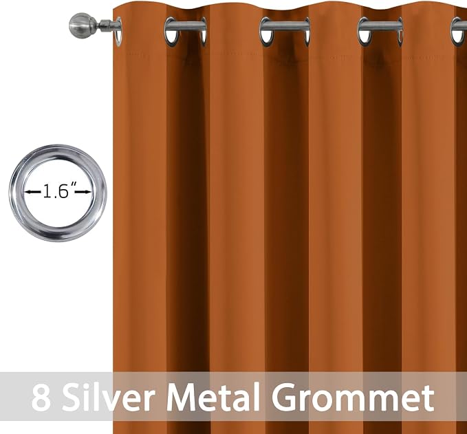 Yakamok Room Darkening Curtains 52x84 inch Length Burnt Orange-Living Room | 2 - Image 2