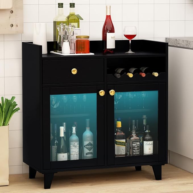 COCO DESIGN Small Bar Cabinet, Farmhouse Buffet Coffee Sideboard by COCO+DESIGN