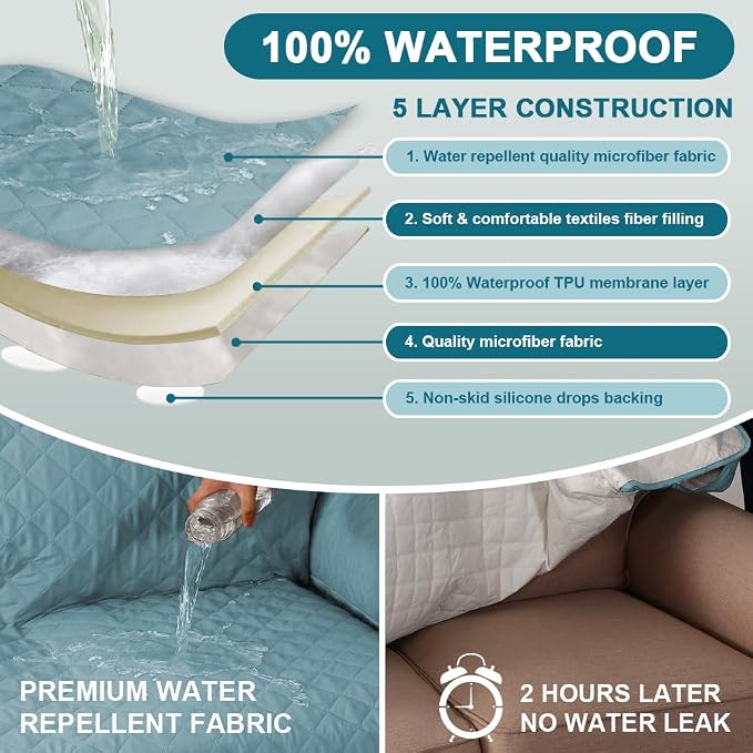 Turquoize 100% Waterproof Sofa Covers Chair Cover Slipcover Couch Protector - Image 3