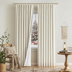 Vision Home Natural Pinch Pleated Full Blackout Curtains Linen Blended Room - Image 9