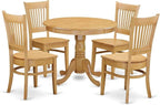 East West Furniture ANVA5-OAK-W 5 Piece Dining Set Includes a Round Dining Room by EastWestFurniture