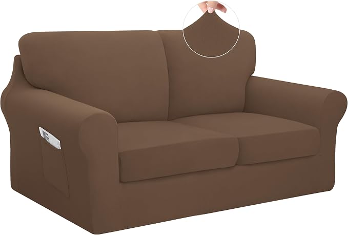 Easy-Going 5 Pieces Stretch Loveseat Cover Washable Loveseat Slipcover Set by Easy-Going