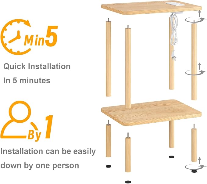 Apicizon 2 Tier End Table Set of 2, Small Side Table - Image 9