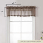 Chocolate Valances for Windows, Sheer Curtains 14 Inch Length 2 Pack Kitchen - Image 2