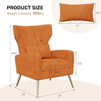 Nebuaegis Orange Velvet Accent Chair Set of 4, Wingback Chair - Image 2