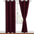 Blackout Curtains for Bedroom 42 x 84 Inches Long Burgundy 2 Panels | Thermal by Hiasan