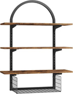 3 Tier Floating Shelf with Storage Baskets, Wall Mounted Bathroom Shelves Over - Image 8