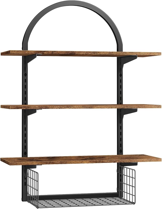 3 Tier Floating Shelf with Storage Baskets, Wall Mounted Bathroom Shelves Over - Image 8