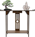 Chinese Style Vintage Console Table, 40In 2 Tiers Bamboo Sofa Consoles Table by Unknown