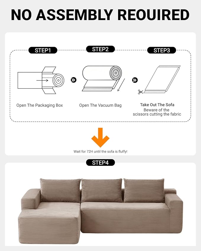 97" Cloud Sectional Couch, Modern Modular Sectional Sofa - Image 4