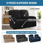 H.VERSAILTEX Velvet Stretch Recliner Couch Covers 6-Pieces Recliner Loveseat - Image 2