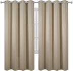 Blackout Curtains 66 x 72 Inch Long Beige Curtains Set of 2 Panels Room - Image 2