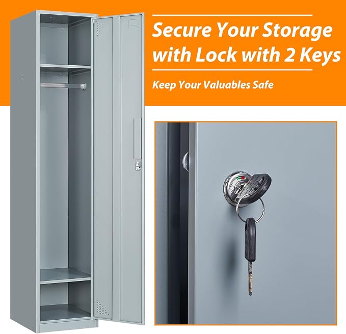 Metal Locker for Home, Dressing Room, Lockable Locker Cabinet - Image 7