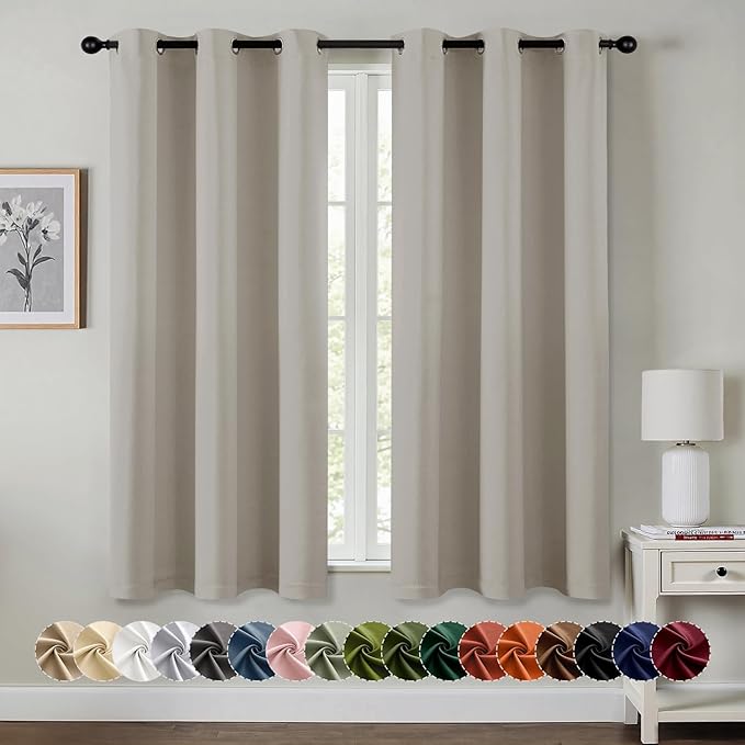 MIULEE Blackout Curtains for Bedroom 2 Panels 40 x 63 Inch Long Natural | by MIULEE