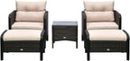 Outsunny 5 Pieces Rattan Wicker Lounge Chair Outdoor Patio Conversation Set - Image 6