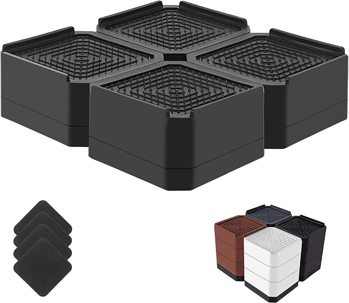 Bed Risers Heavy Duty, Adjustable Furniture Riser Blocks Lift 1.5, 4.3 inches by LiftLevelYourBed