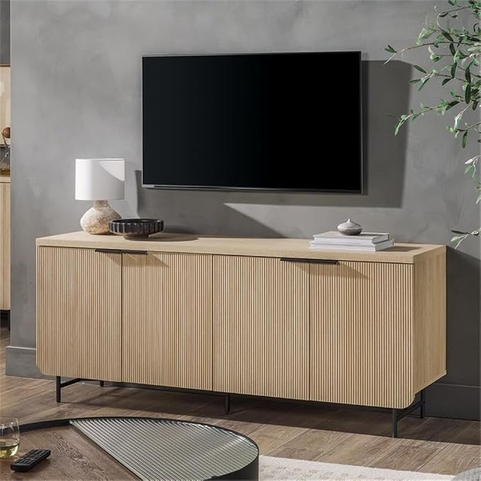 Walker Edison Reema Fluted 4-Door Kitchen Sideboard Buffet Console, 69 Inch - Image 2