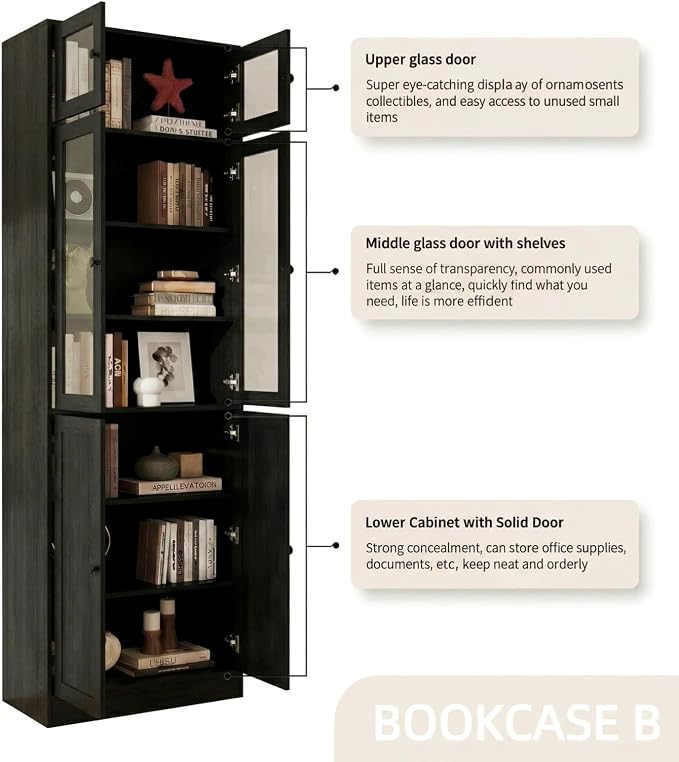 TUSY 85.5" Modern Tall Bookcase - Image 3