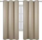 Beige Thermal Blackout Curtains/42 x 72 Inch/Set of 2 Panels Room Darkening - Image 2