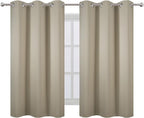Beige Blackout Curtains 34 x 54 Inch Length/Set of 2 Curtain Panels/Thermal - Image 2