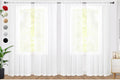 SpaceDresser Sheer White Curtains 4 Panels Rod Pocket Semi-Sheer Curtain 45 by SpaceDresser